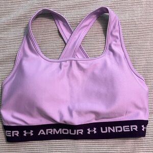 Under Armour Sports Bra Lavender Purple w Removal Padding Compression Size Large